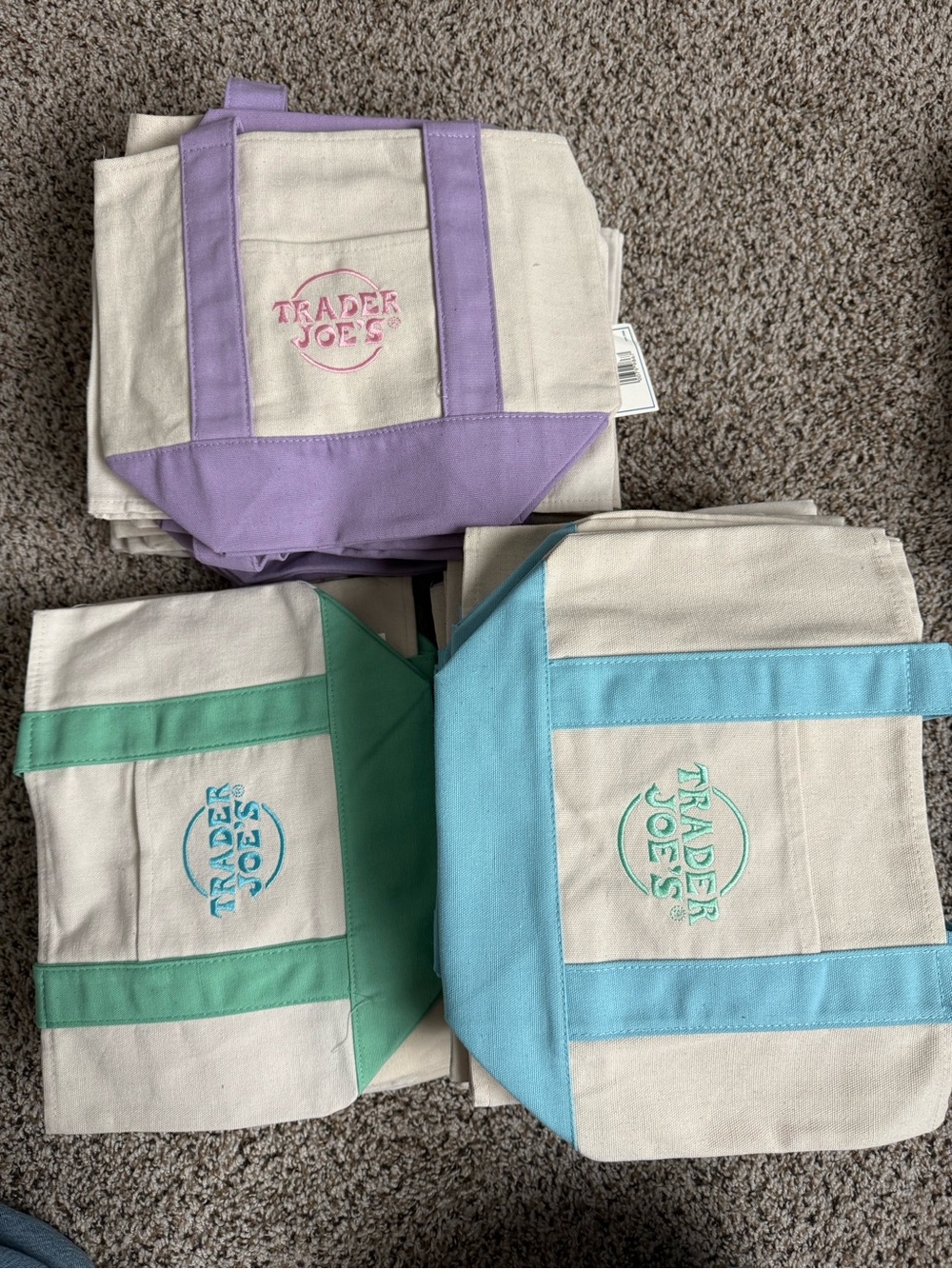 Bundle - NEW 12 Trader Joe’s mini pastel totes